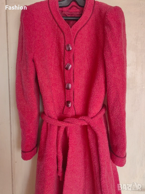 Дамско палто в малинен цвят, снимка 1