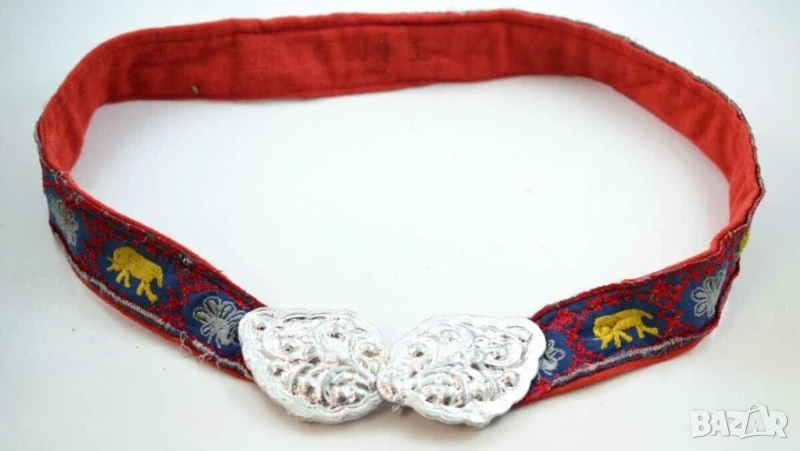 Старинен ръчно бродиран дамски  колан с пафти за народна носия фолклор, снимка 1
