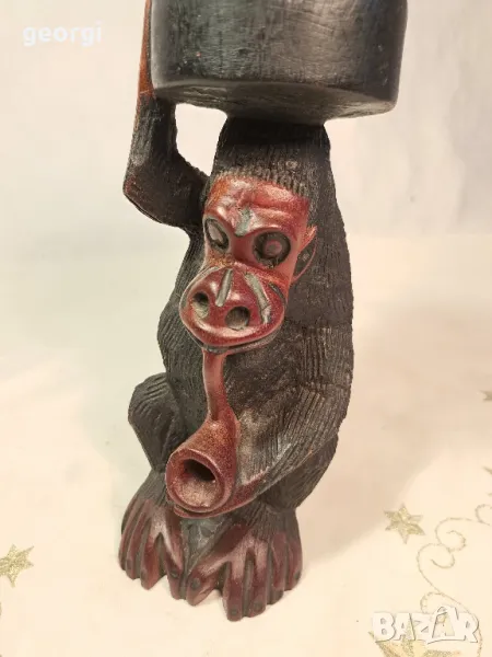 африканска статуетка пепелник дърворезба   7/2, снимка 1