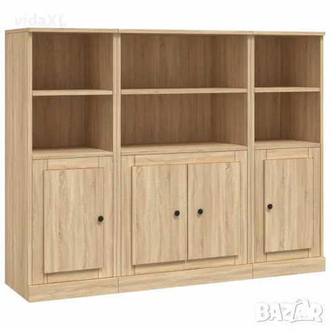 vidaXL Високи шкафове, 3 бр, сонома дъб, инженерно дърво（SKU: 3185306）