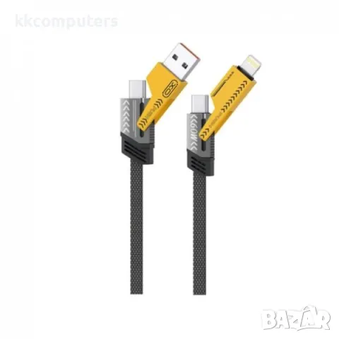 XO Кабел NB283, 4в1, USB-A+Type-C към Type-C+Lightning, 60W, 1m. Баркод : 2403891