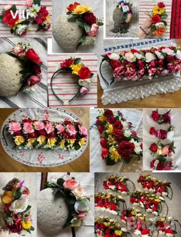 Диадема с цветя за народна носия, снимка 7 - Аксесоари за коса - 45433325