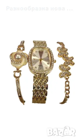 Луксозен комплект часовник и гривни – съвършеното съчетание на елегантност и стил, снимка 3 - Бижутерийни комплекти - 48683119