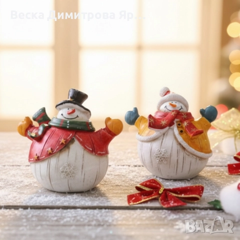 Коледни снежни човечета от полирезин – малка фигурка, идеална коледна украса за всеки дом