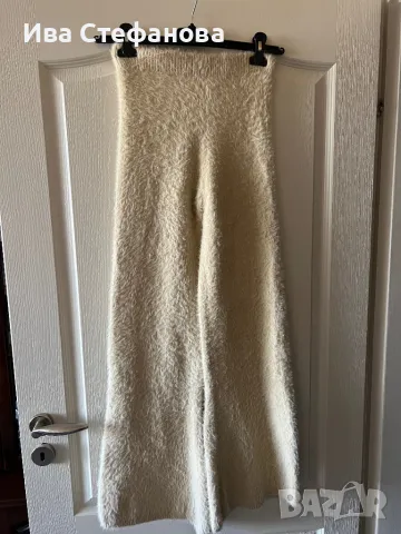 Нов вискоза висока талия топъл мек гушкав  рошав еластичен бежов nude camel панталон, снимка 6 - Панталони - 47791717