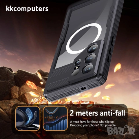 REDPEPPER IP68 водоустойчив магнитен калъф за Samsung Galaxy S26 Ultra – черен, син и оранжев, снимка 6 - Калъфи, кейсове - 53705468