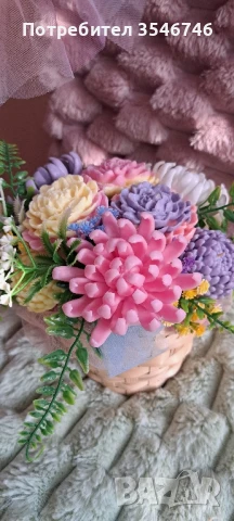 Кошничка с ароматни цветя. , снимка 3 - Изкуствени цветя - 51276699