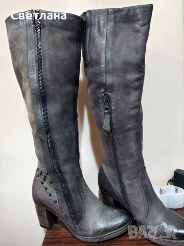 Нови ефектни ботуши в графит,36 номер, снимка 6 - Дамски ботуши - 52351928