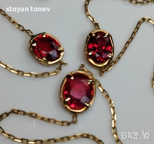 Златна верижка/гривна с естествени рубини! Уникат с многолика визия! Нов!, снимка 9 - Колиета, медальони, синджири - 48198235