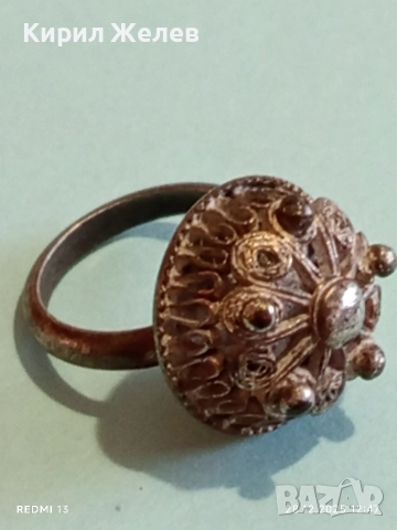 Възрожденски Болярски сребърен пръстен филигранна изработка 21700, снимка 8 - Пръстени - 52918792