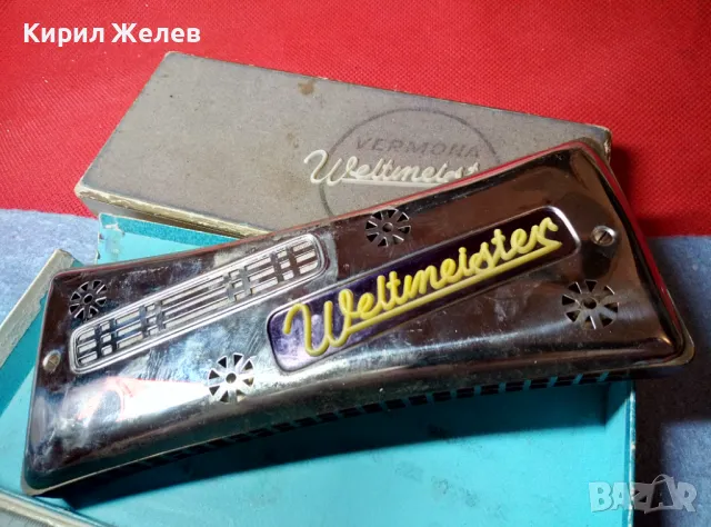 VERMONA WELTMEISTER Стара УСТНА ХАРМОНИКА ВЕЛТМАЙСТЕР Рядък КОЛЕКЦИОНЕРСКИ МОДЕЛ с КУТИЯТА й 47798, снимка 5 - Антикварни и старинни предмети - 47561503