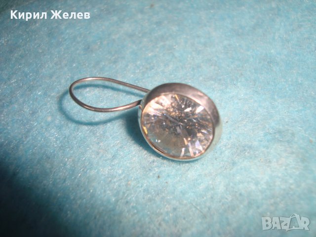 СТАРА СРЕБЪРНА ВИНТИДЖ ОБЕЦА с ПЛАНИНСКИ ФАСЕТИРАН КРИСТАЛ 26301, снимка 6 - Обеци - 35777128