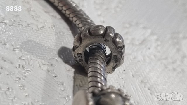 Vintage сребърна гривна с талисмани Amore Baci , снимка 5 - Гривни - 44280595