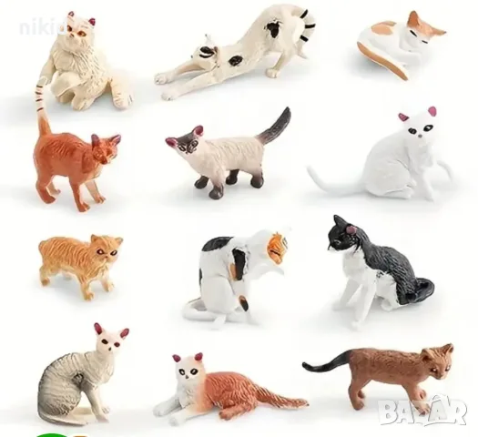 12 котки котка котета пластмасови фигурки за украса торта и ирга играчки, снимка 3 - Фигурки - 30110989
