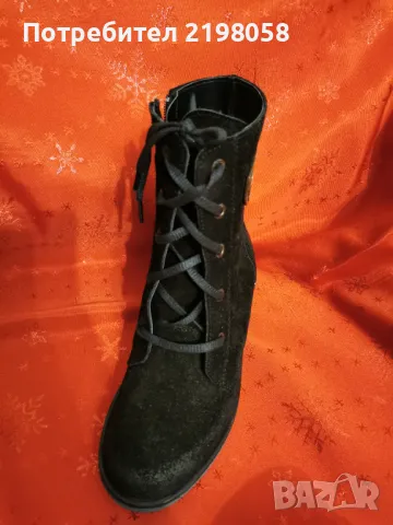 НОВИ черни боти от естествен набук номер 36, снимка 6 - Дамски боти - 47884599
