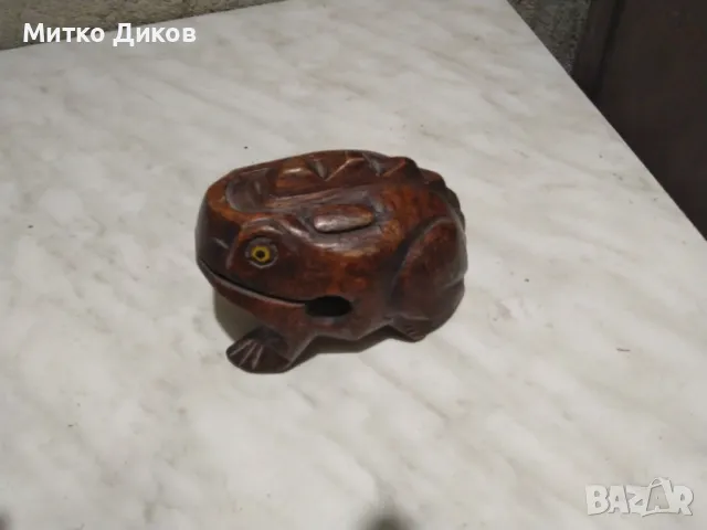 Дървена жаба за късмет и пари 115х84х78мм