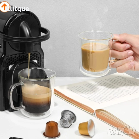 Стъклена чаша за капучино или чай с двойно дъно 350 мл - ПРОМОЦИЯ, снимка 6 - Чаши - 52901928