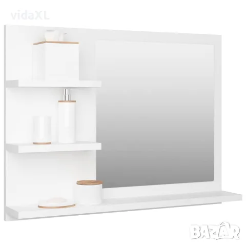 vidaXL Огледало за баня, бяло, 60x10,5x45 см, инженерно дърво, снимка 3 - Огледала - 56147854