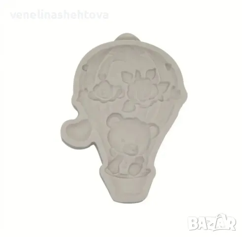 Мече във въздушен балон с цветя сърце Силиконов молд форма за фондан за декорация на торта , снимка 3 - Форми - 47932354