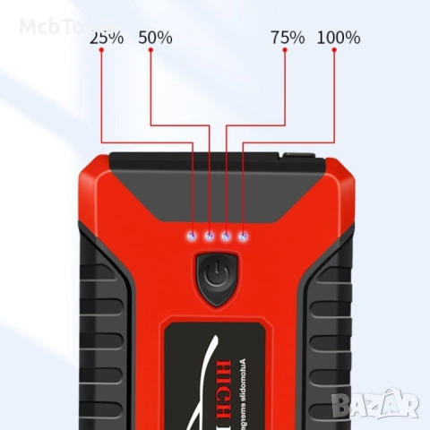 Мултифункционален автомобилен стартер Jump Starter 9800mAh, 12V, Максимален ток 600A с компресор, снимка 3 - Аксесоари и консумативи - 53611277