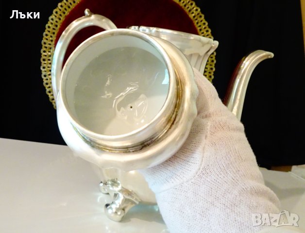 Порцеланова кана WMF,сребърен обков проба 1000,барок. , снимка 6 - Антикварни и старинни предмети - 41612073