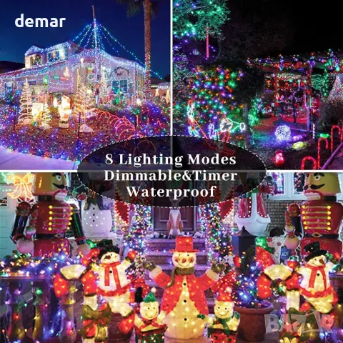 Външни приказни светлини XURISEN, 156 м 1300LED, 8 режима, многоцветни, снимка 7 - Декорация за дома - 47983144