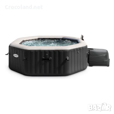 Надуваемо джакузи Intex PureSpa Bubble Deluxe, 4 места, 120 въздушни струи, тъмно сиво