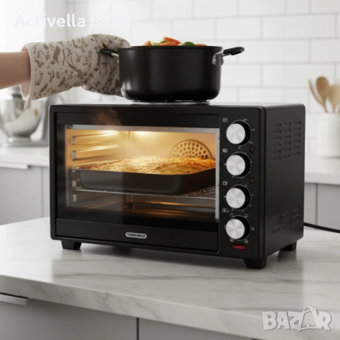 Компактна печка Termomax – фурна + два керамични котлона в едно, снимка 5 - Печки, фурни - 52591173