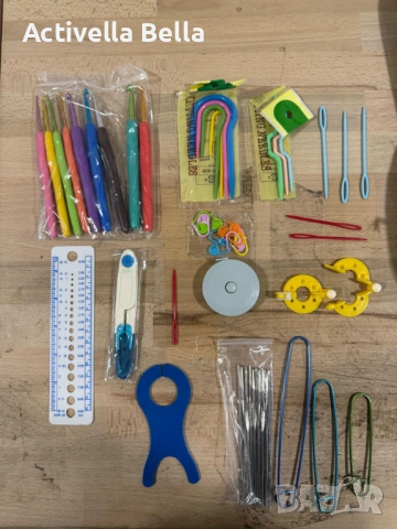 Комплект аксесоари за плетене, 58 части, алуминиеви куки – Пълен сет за начинаещи и напреднали, снимка 13 - Други - 52558373