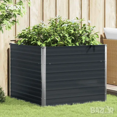 vidaXL Повдигната леха, антрацит, 100x100x77 см, поцинкована стомана, снимка 2 - Саксии и кашпи - 56147571