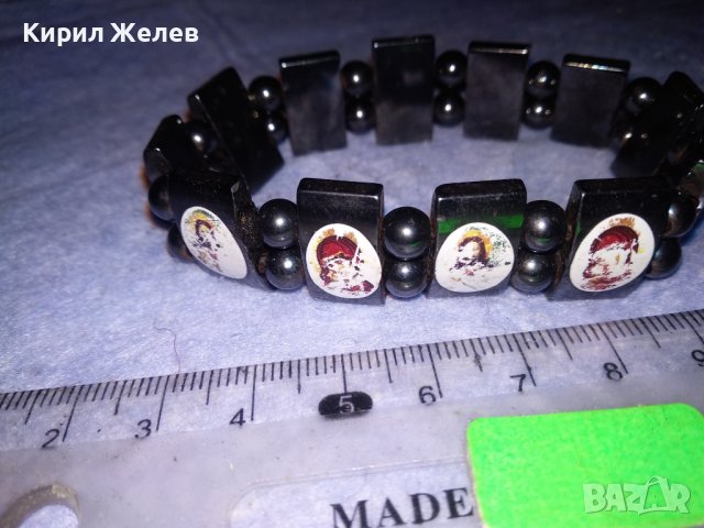 СТАРА ГРИВНА от ШЛИФОВАНИ КАМЪЧЕТА МАГНЕТИТ с ИКОНКИ РАЗТЕГЛИВА на ЛАСТИК ХЕНД МЕЙД БИЖУ 37093, снимка 11 - Гривни - 40415137