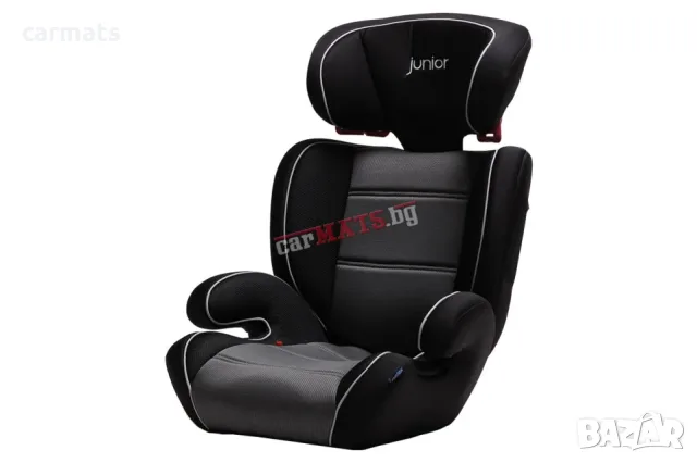 Детско столче за кола Petex Junior - Basic - черен цвят с бели кантове