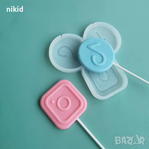 Тик ток Инстаграм фейсбук tik tok instagram facebook силиконов молд форма за близалки смола изомалт , снимка 3 - Форми - 41894679