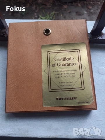 Картина миниатюра със златно фолио подпис рамка сертификат, снимка 4 - Антикварни и старинни предмети - 53327371