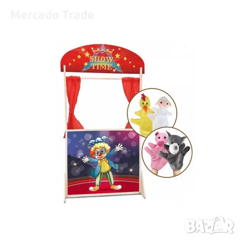 Дървен куклен театър Mercado Trade, 4бр. фигурки, снимка 2 - Образователни игри - 48145440