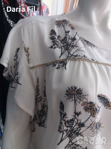 СУПЕРТЪНИЧКА бяла блуза с къдрички и дантела на раменете , снимка 3 - Тениски - 41939390