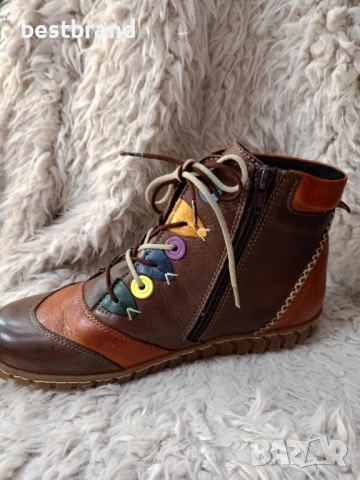 Цветни, ежедневни, дамски боти,от естествена кожа, код 366/145, снимка 6 - Маратонки - 51776224