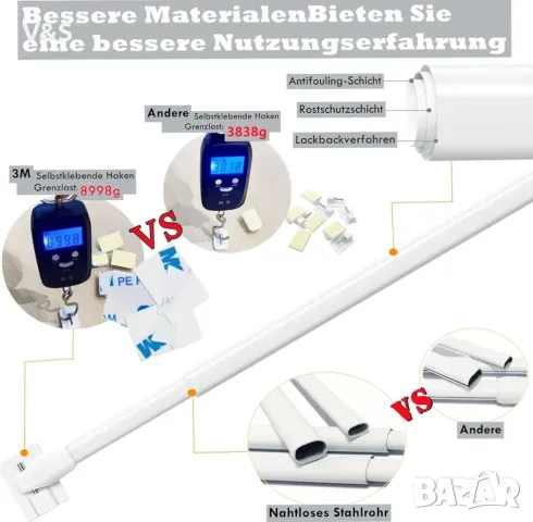  корнизи 6 бр., корнизи, плосък овал, бистро корнизи, корнизи за залепване, 60-105 см, бели, снимка 4 - Други стоки за дома - 49849639