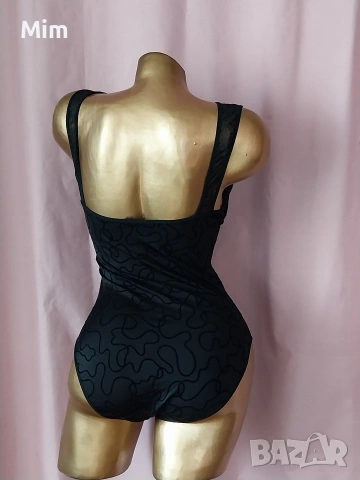 80 С Черно, еластично боди с релефни кадифени фигури , снимка 6 - Бельо - 53741819
