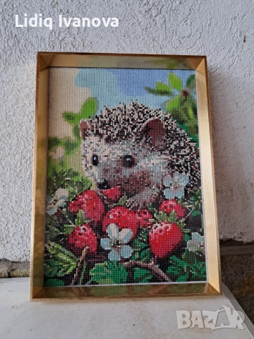 Диамантен гоблен таралеж-готов и рамкиран, снимка 3 - Гоблени - 50475541