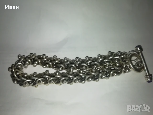 Сребърна гривна с Аметисти , снимка 3 - Гривни - 51184575