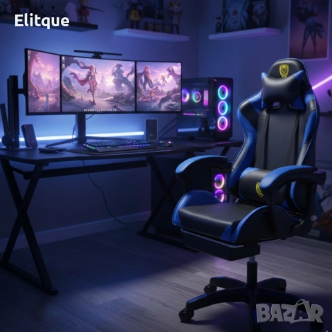 copy of Геймърски стол с регулируема височина, лумбална възглавница и метална основа, снимка 5 - Столове - 53243189