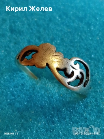 Елегантен сребърен пръстен стил АРТ НУВО майсторска ръчна изработка 52387, снимка 3 - Пръстени - 52625484