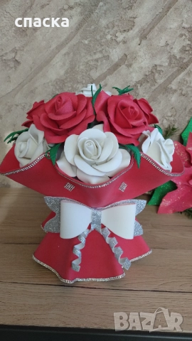 Ръчно изработени букети, снимка 2 - Изкуствени цветя - 52953102