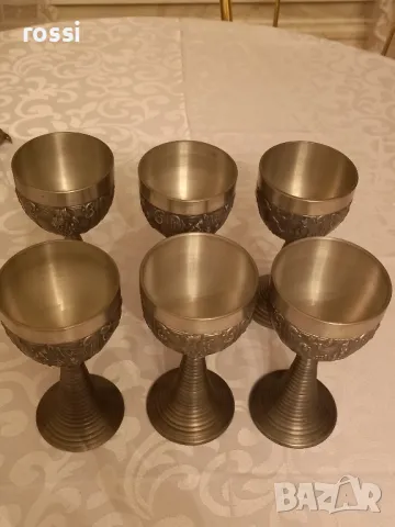 Vintage. Нов. Немски калаен сервиз за вино, ракия. Кана и 6 чаши. , снимка 16 - Антикварни и старинни предмети - 48827866