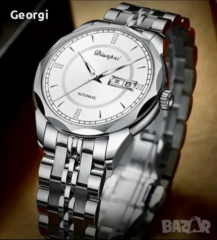 Елегантен, Класически, Луксозен и Стилен механичен часовник DIANPAI*Класик и бяло злато!, снимка 14 - Мъжки - 49425003