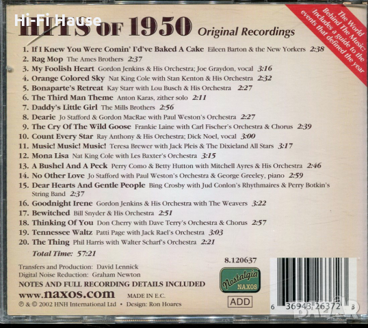 Hits of 1950, снимка 2 - CD дискове - 36208985