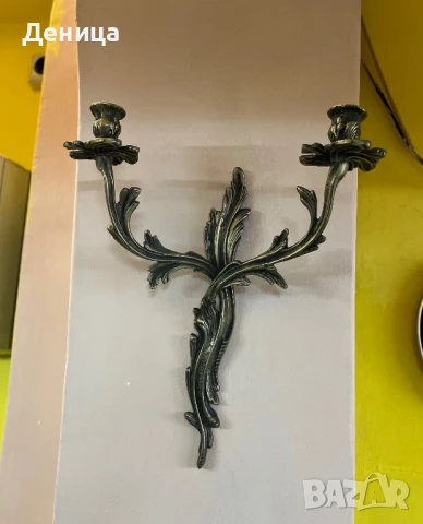 Масивен месингов свещник Богата орнаментика  , снимка 2 - Други - 50932757