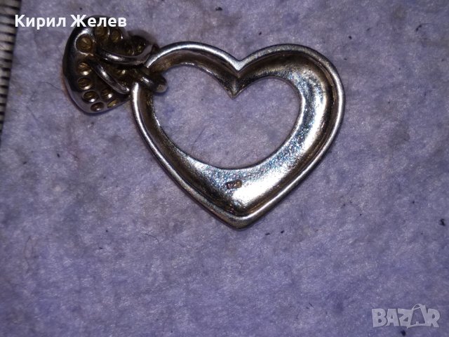 ПРЕКРАСЕН СЪРЦЕВИДЕН ДВОЕН РАЗДВИЖЕН СРЕБЪРЕН АРТ МЕДАЛЬОН СРЕБРО 925 с БЯЛА ПОЗЛАТА и ЦИРКОНИ 38508, снимка 9 - Колиета, медальони, синджири - 41454748