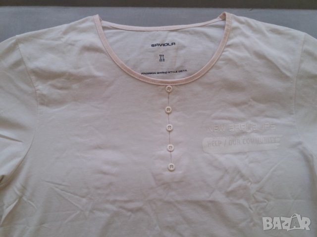 Мъжка бяла лятна блуза фланелка Saviola XL, снимка 3 - Тениски - 33809475